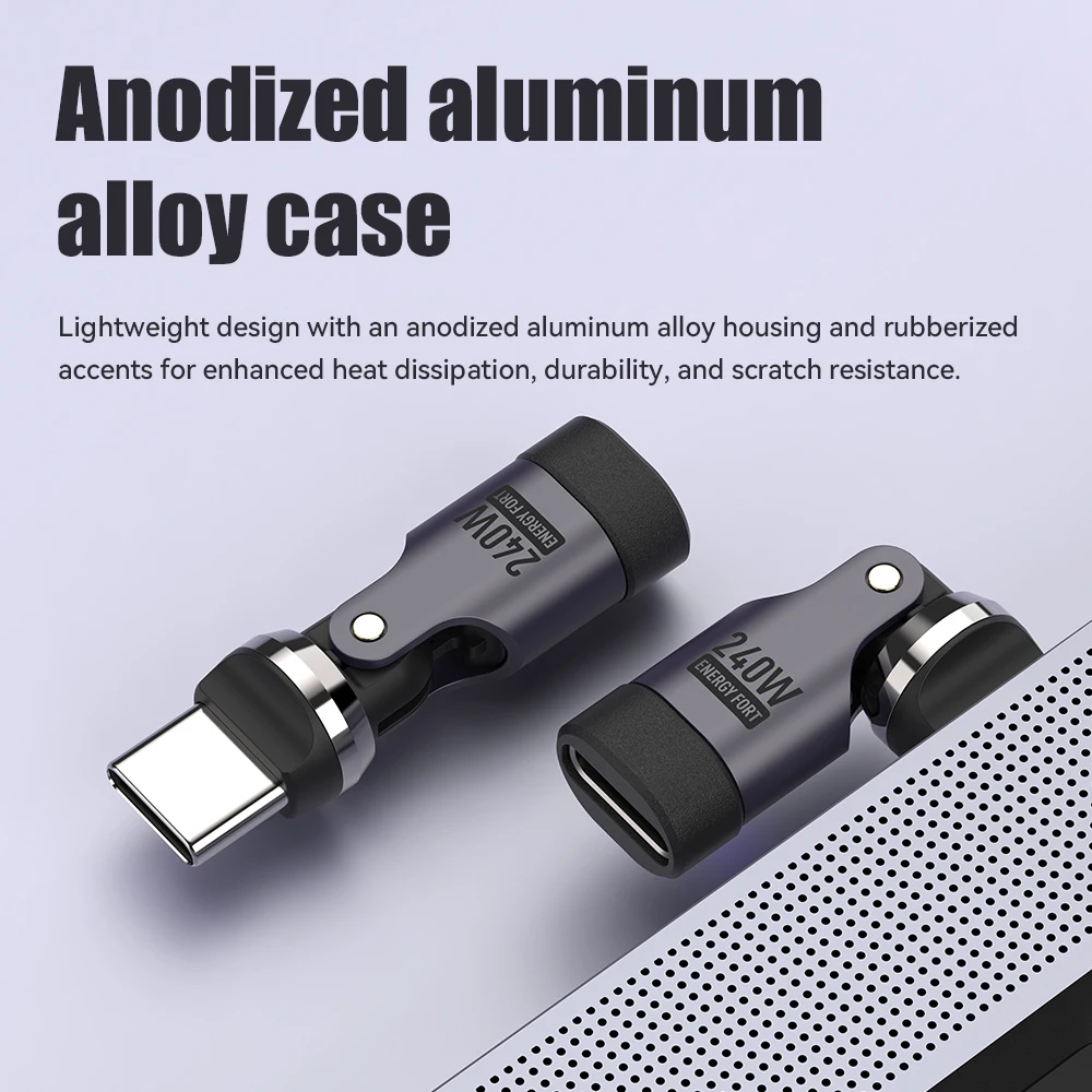 Adaptador extensor USB C, extensión de Cable de 240W, rotación 540, adaptador tipo C macho a hembra para Macbook, Xiaomi, Samsung, conector OTG