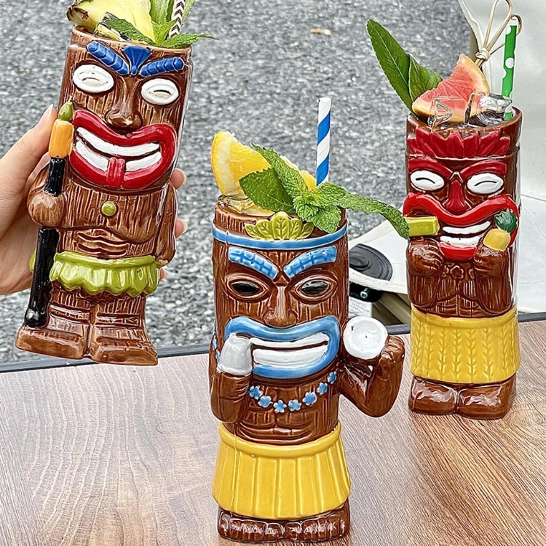 Hawaiian Tiki Cup Cocktail Cup Chief Series Creative Ceramic Cup Bar Wine Glass tiki bar decorations Ornaments Personalized Gift