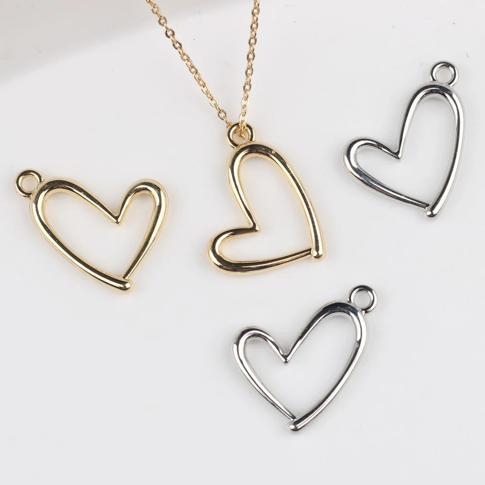10pcs Simple Hollow Out Heart Shape Charms Pendant Earring Necklace Jewelry Making Accessories DIY Handmade Craft Ornaments Gift