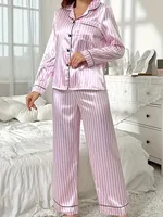 Autumn Winter Striped Pajamas Set for Women Sleepwear Long Sleeve Button Top and Long Pants Set Homewear Loungewear - Image 5
