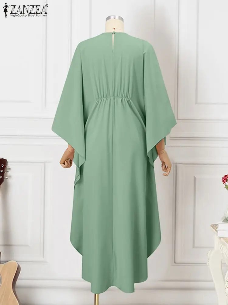 ZANZEA-Vestido musulmán de manga de murciélago para mujer, Vestido de verano liso de Dubái, Abaya de Turquía, Hijab, caftán para mujer