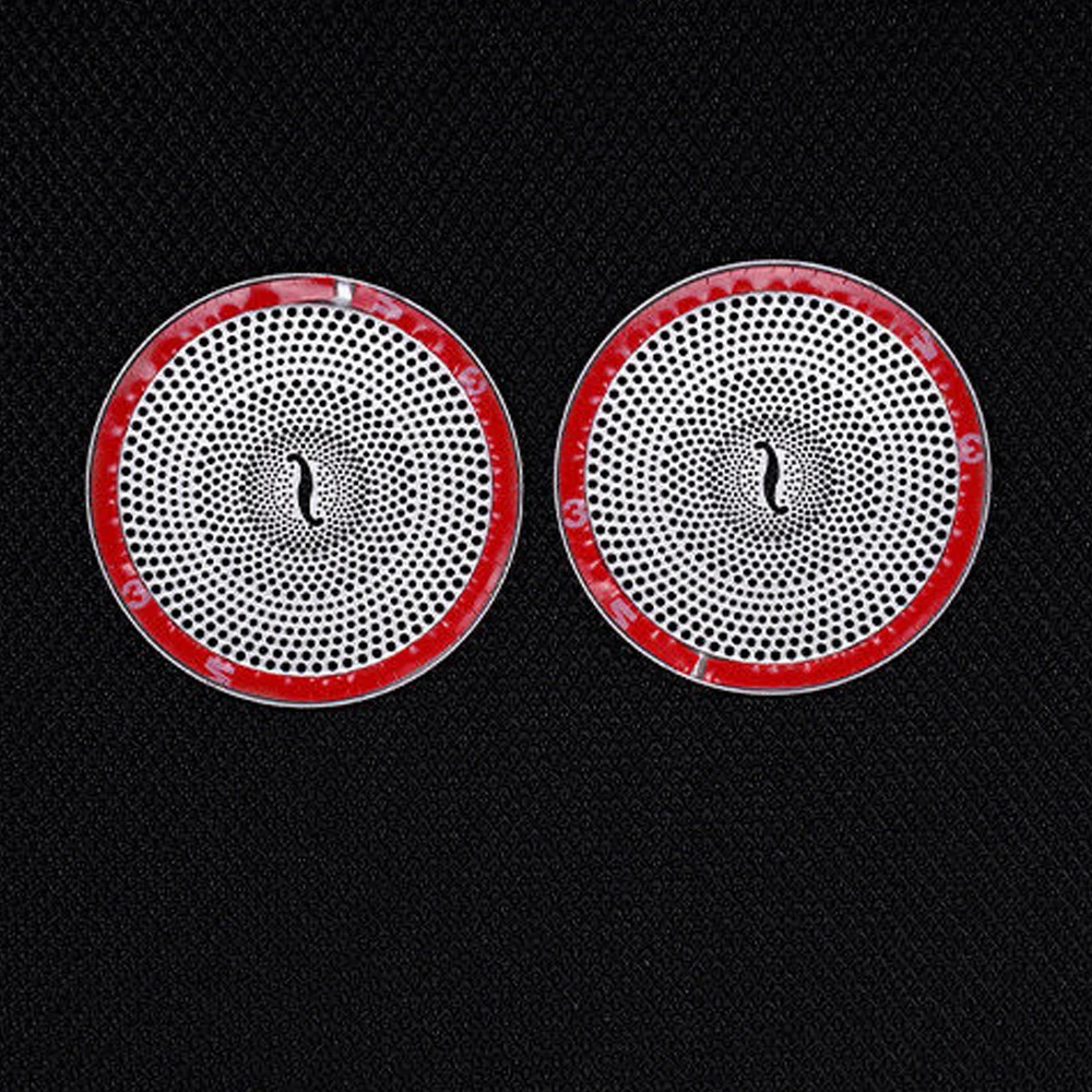 4Pcs Silver Aluminum Alloy Front+R Car Door Sound Speaker Chrome Cover Trim For Mercedes-Benz W166 ML X166 GL-CLass GLE