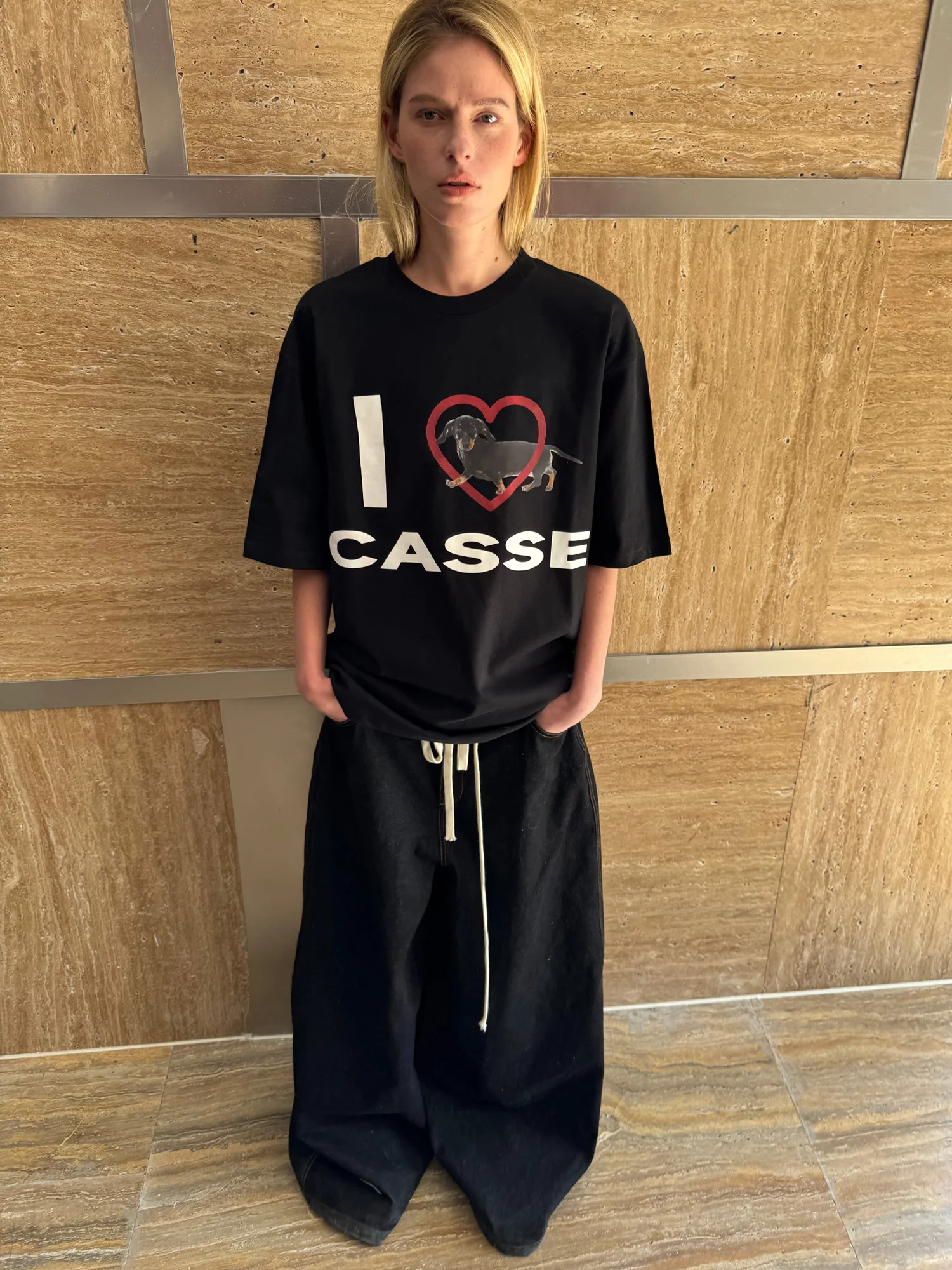 CasseSango Original Slim Fit Cute  And Dog Heart Print Casual Comfortable Slimming Couple Short Sleeve Cotton T-Shirt