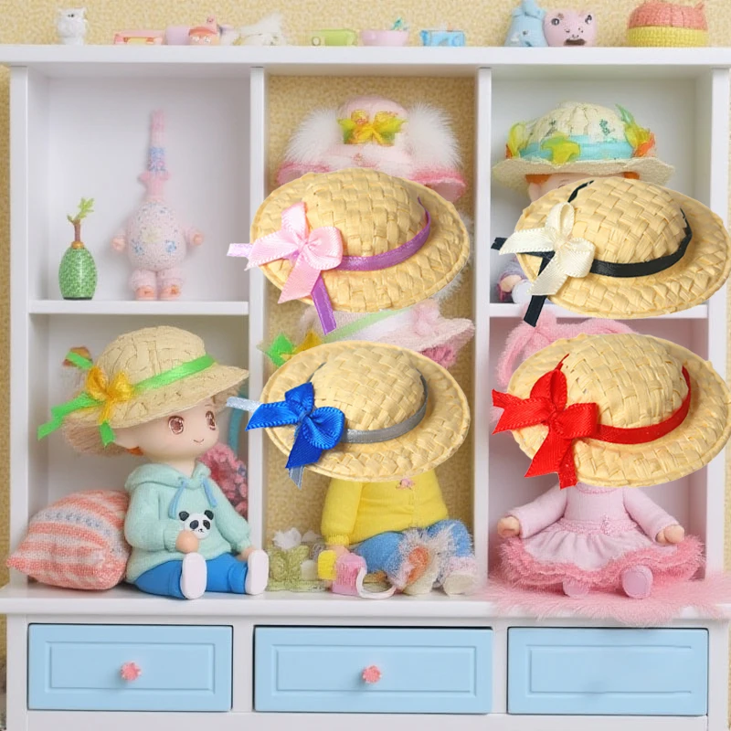 限定手作りドールハウス麦わら帽子サンキャップ、1/12 1/8ドールハウスアクセサリー
