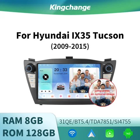 Kingchange 자동차 멀티미디어 라디오 스테레오, 현대 투싼 2 LM IX35 2009-2015 카플레이, 자동차 360, GPS, 와이파이, BT, 안드로이드 14, 8 인치, 2 Din