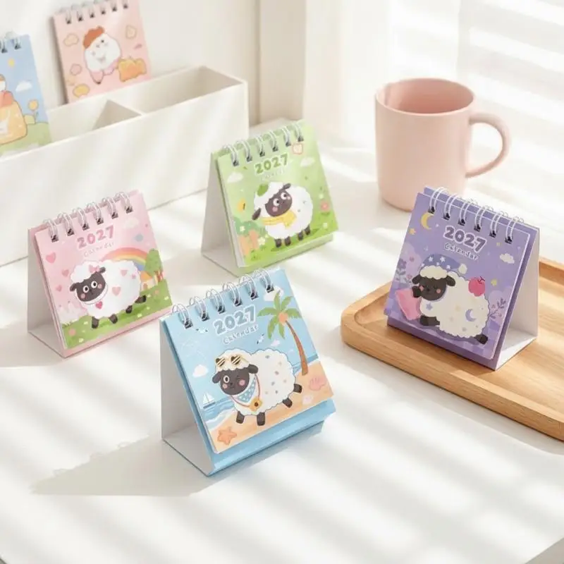 2027 Mini Desk Calendar Coil Binding Annual Planner Yearly Schedule Organizer To Do List Desktop Decoration Stationery