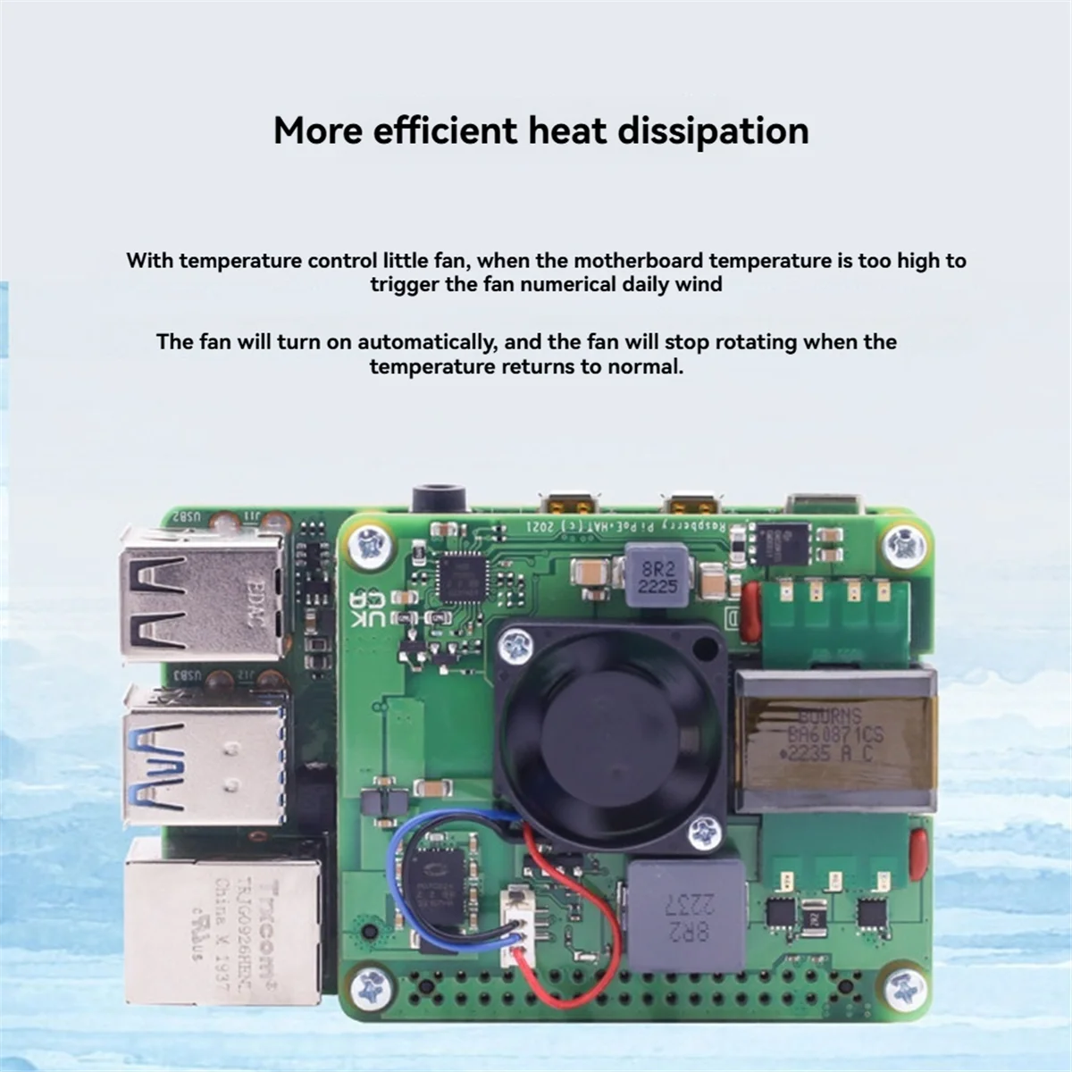 &ABDH& For Raspberry Pi 4 & 3 B+ PoE+ HAT - Power over Ether, Expanding Board Moudle, Supports 802.3af/At