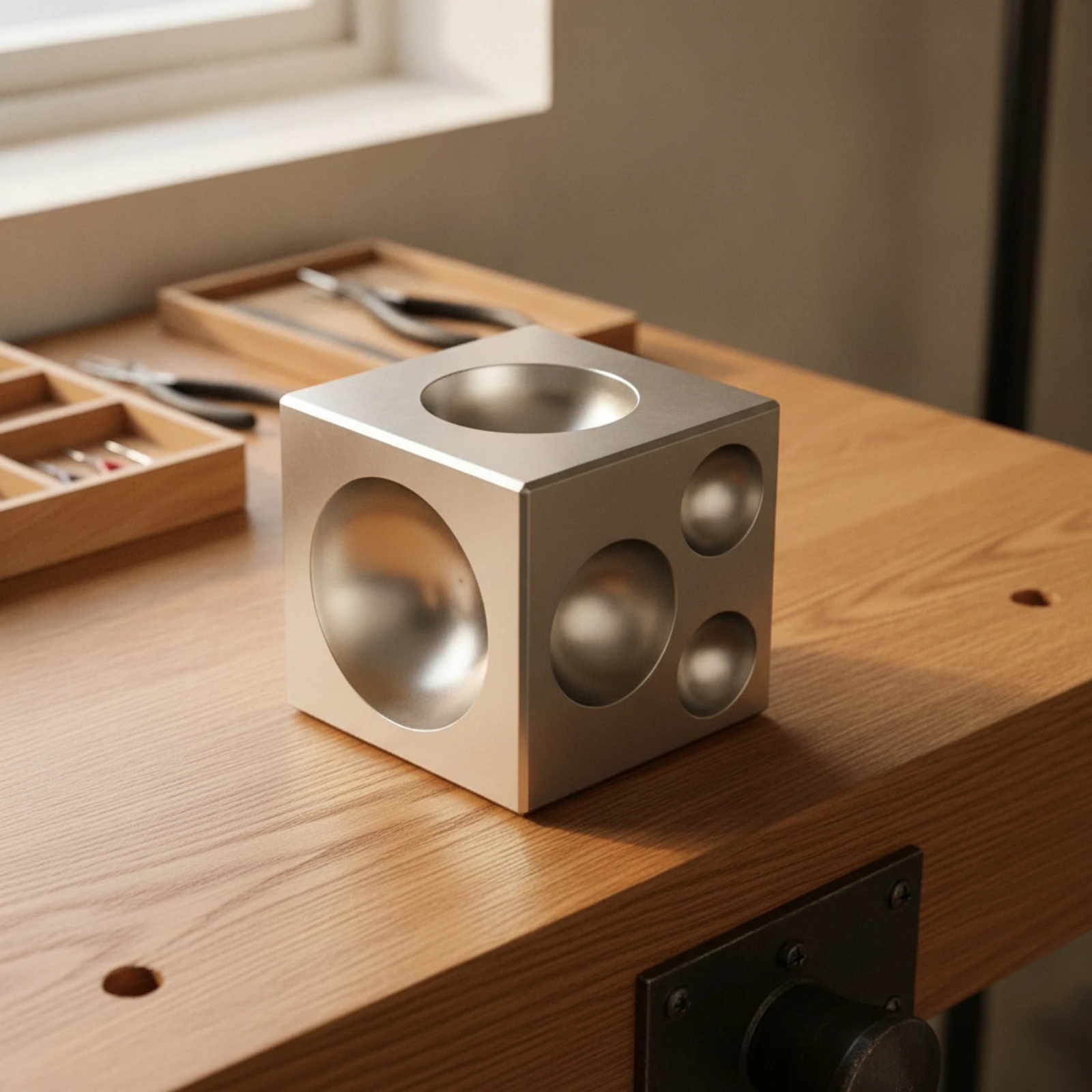 Jewelry Forming Tool Versatile Cube Dapping Block with Hemispherical Recesses Dapping Block Compact for Metalsmiths