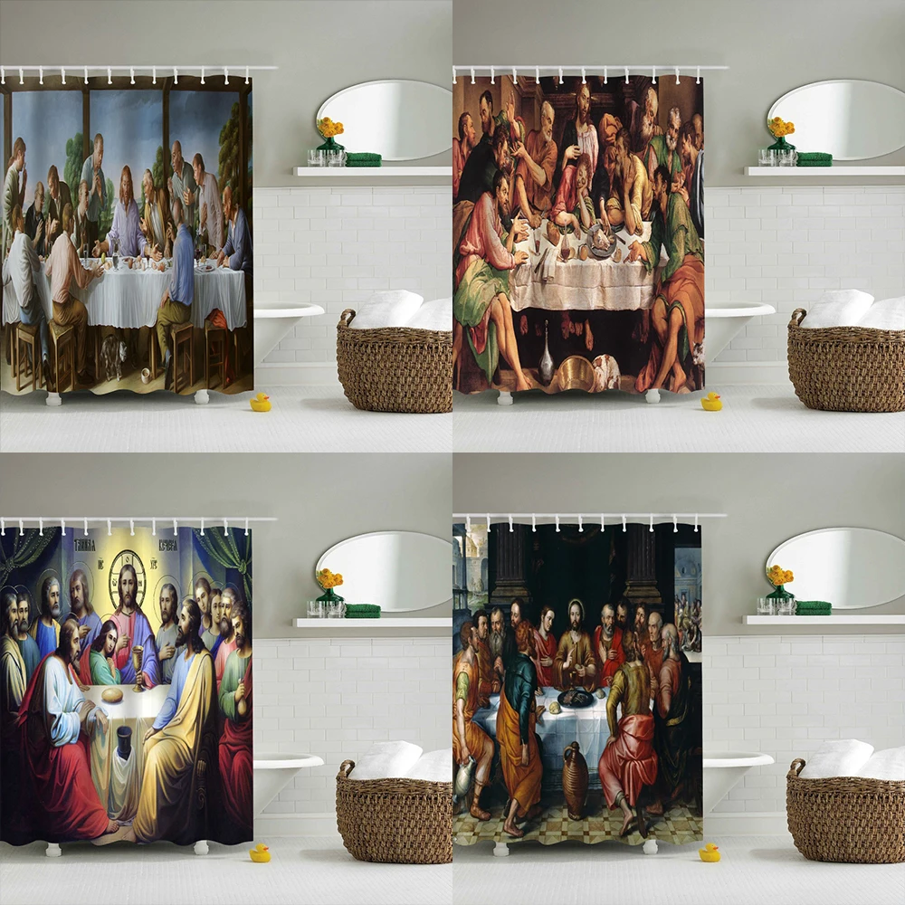 Bathroom Curtains The Last Supper Jesus Christ Home Decor 3D Retro Shower Curtain Waterproof Polyester Blackout Bathtub Screen