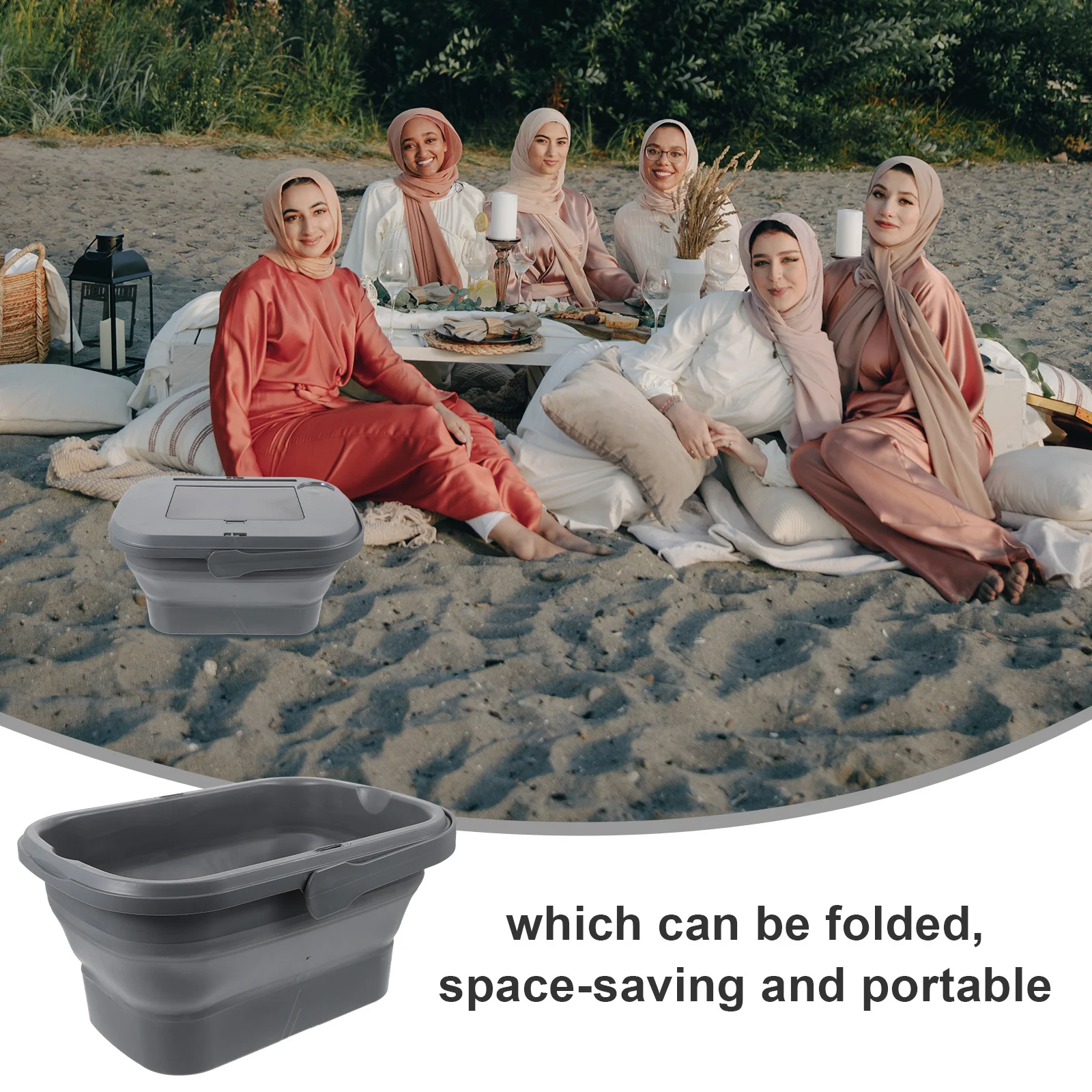 

Foldable Water Bucket Outdoor Folding Basket 10L Heavy Duty for Garden Travel Hiking Fishing Beach Tool Storage Container