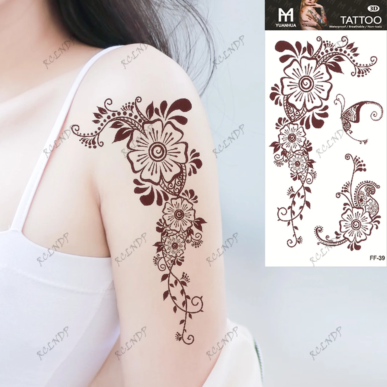 ملصق وشم مؤقت مقاوم للماء ، طائر الفينيق ، ماندالا ، كلاسيكي ، نمط كرمة ، مزيف ، للنساء والفتيات