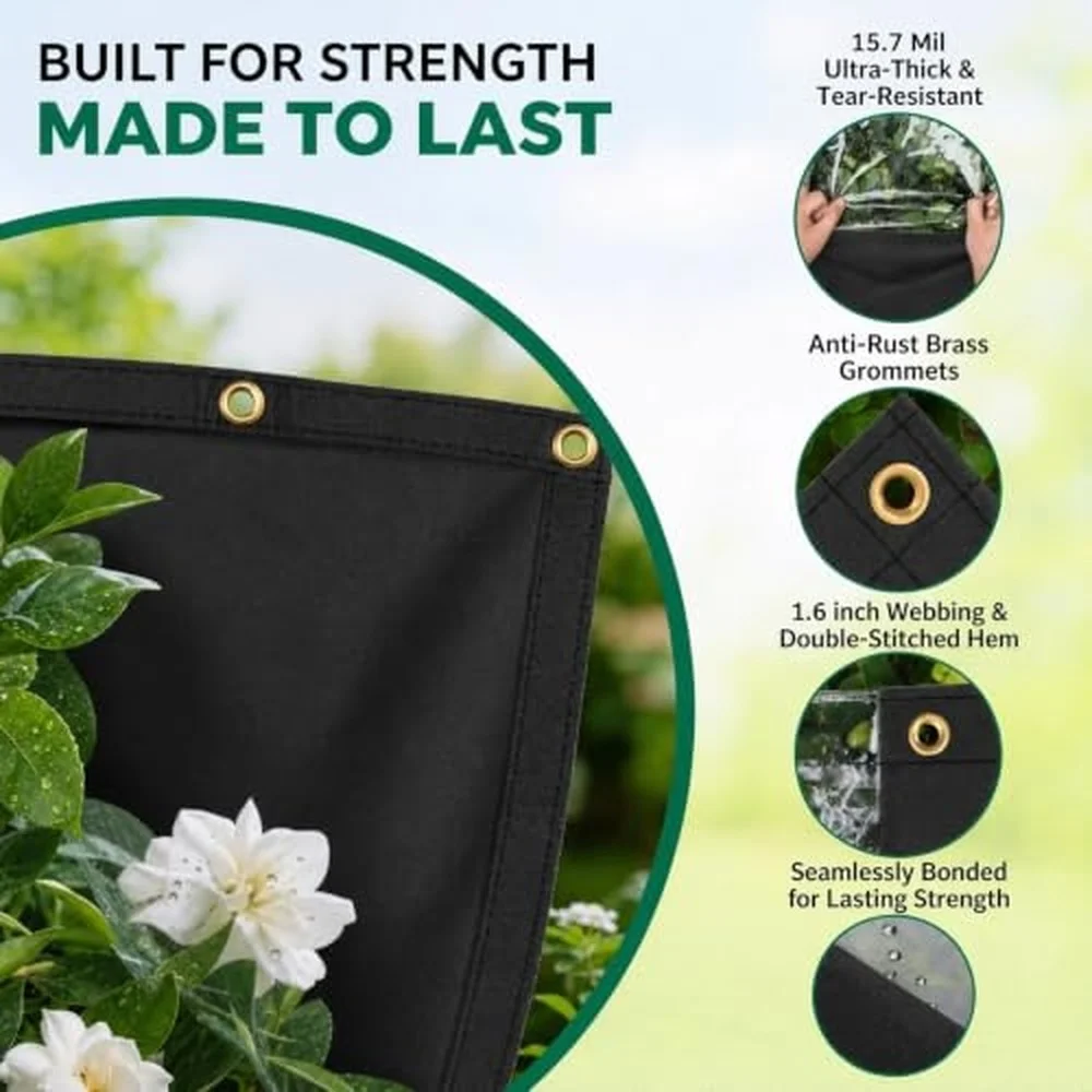 Outdoor Vinyl Curtain 7'W x 8'L Heavy Duty Clear Tarp with Grommets UV Protection Clear Panel Waterproof for Pergola