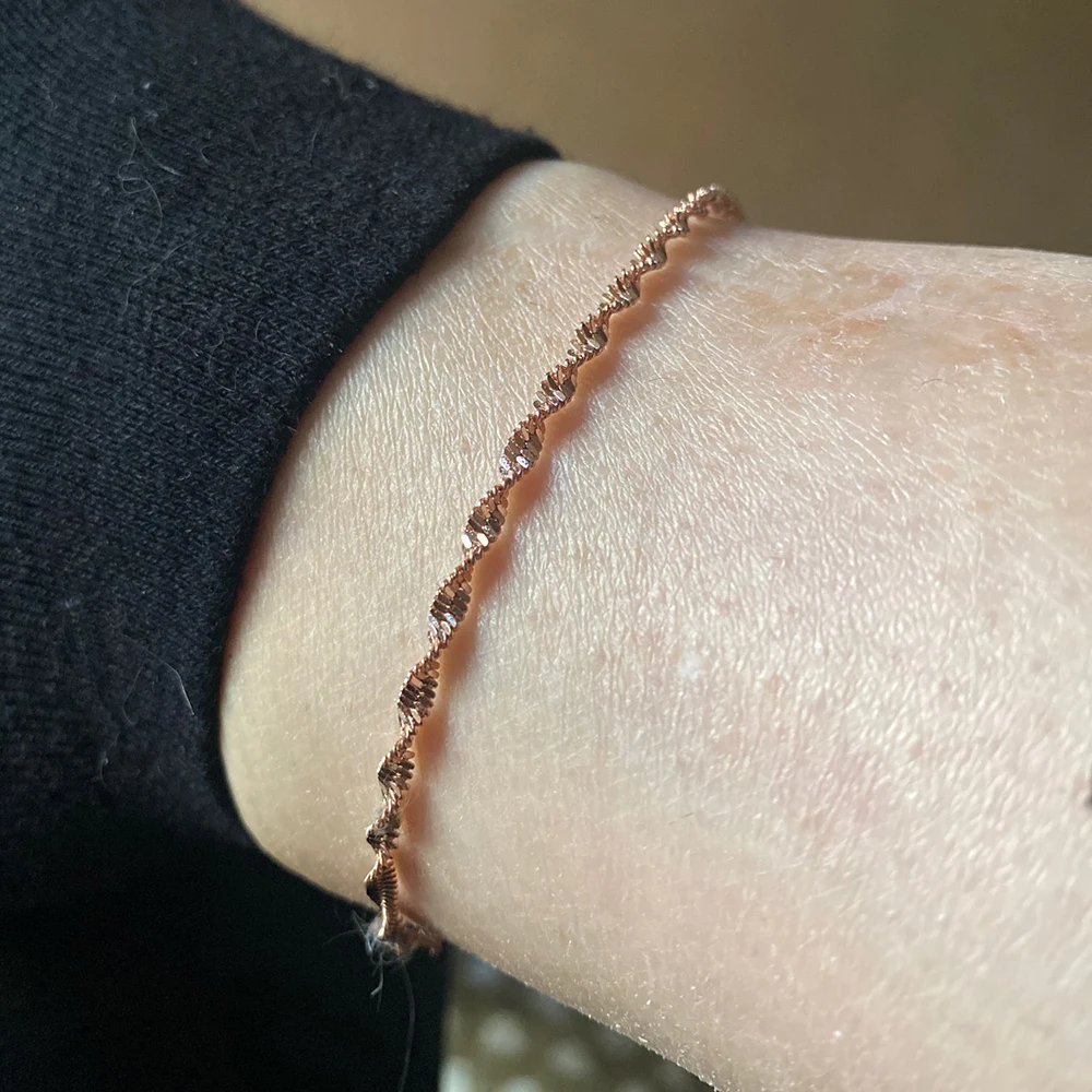 Bracelet For Women Smooth Exquisite Trendy Spiral Wave Twisted Grain Rose Gold Color Silver Color Fashion Jewelry Gift KBH064