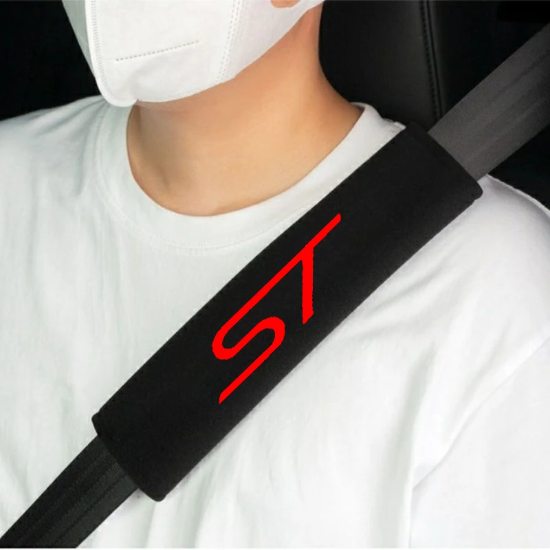 2pcs Car Seat Belt Cover Shoulder Pads Auto Interior Decoration Accessories For Ford ST LINE Fiesta EcoSport Escort FOCUS mk5