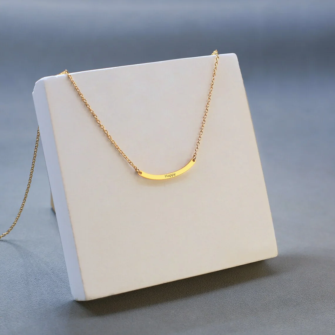 Collana con barra curva personalizzata collana in acciaio inossidabile regalo di gioielli personalizzati ciondolo con barra a catena Color oro per donna