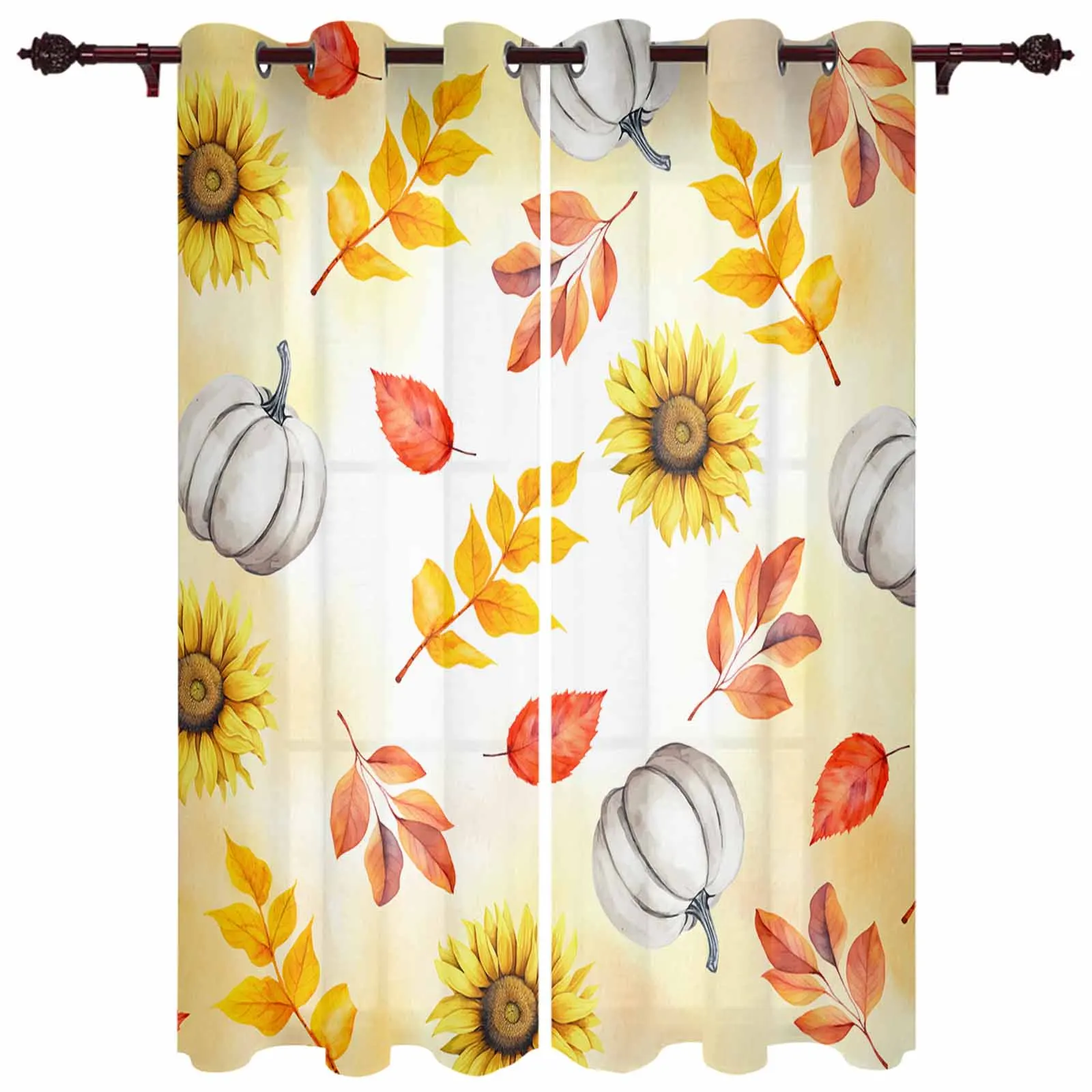 

Autumn Sunflowers Pumpkin Leaves Countryside Modern Window Curtains for Living Room Bedroom Curtain Home Decor Balcony Drapes