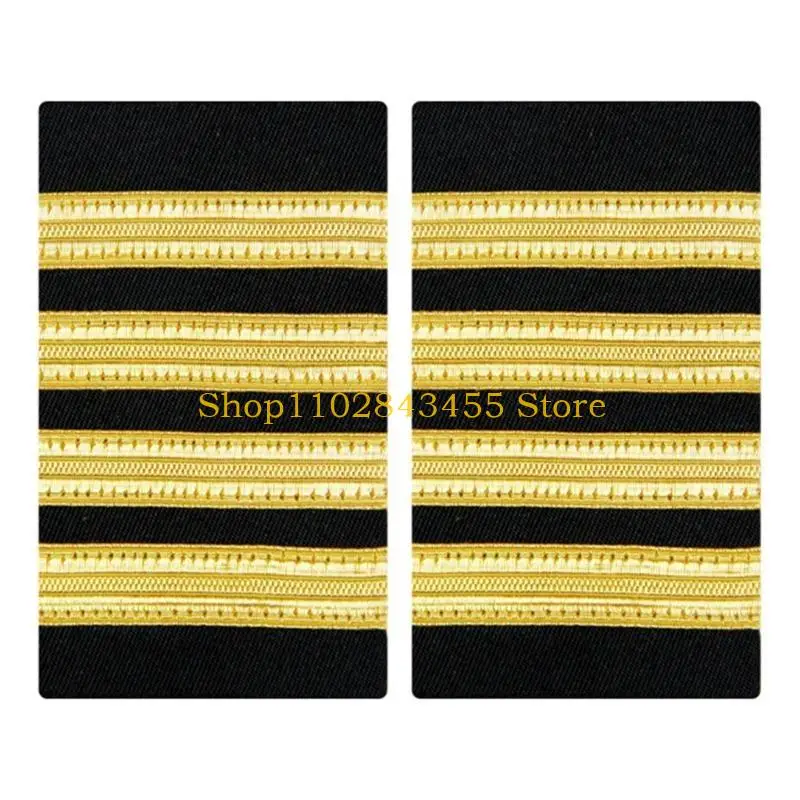 49MC Captain Epaulettes Golden Striped Shoulder Accessory for Uniforms Drama Play Shoulder Board Shoulder Jewelry