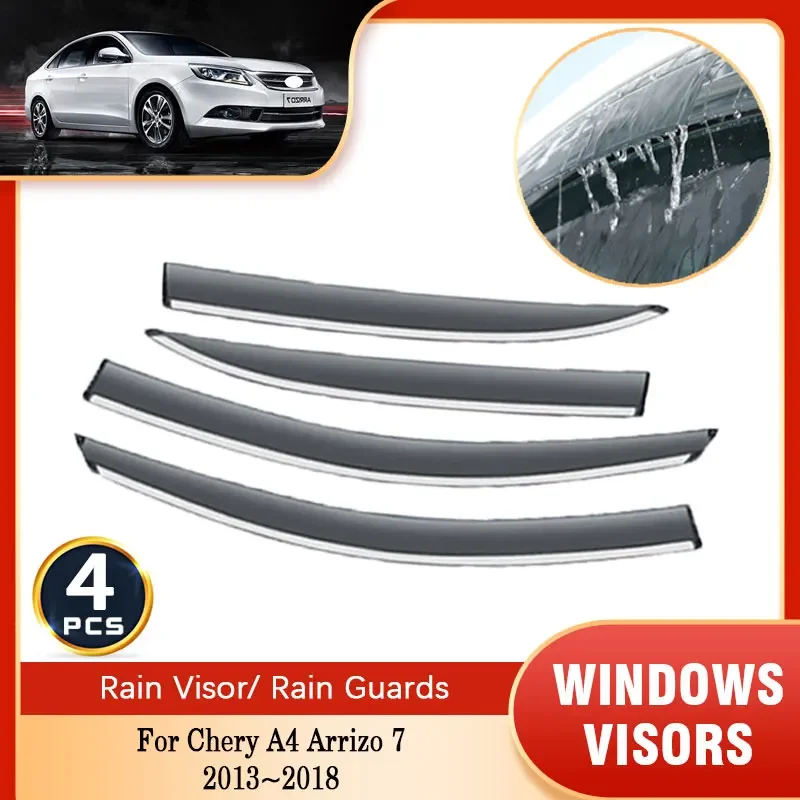 

For Chery A4 Arrizo 7 2013 2014 2015 2016 2017 2018 Window Rain Guard Sun Rain Visors Side Waterproof Trim Frame Sticker Shield