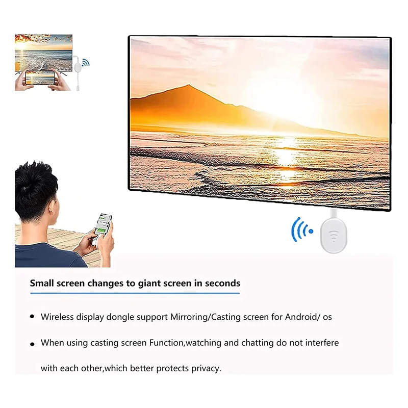 -A25M 1 PCS Wireless Display Dongle Adapter,TV Adapter For IOS Android TV Projector Monitor