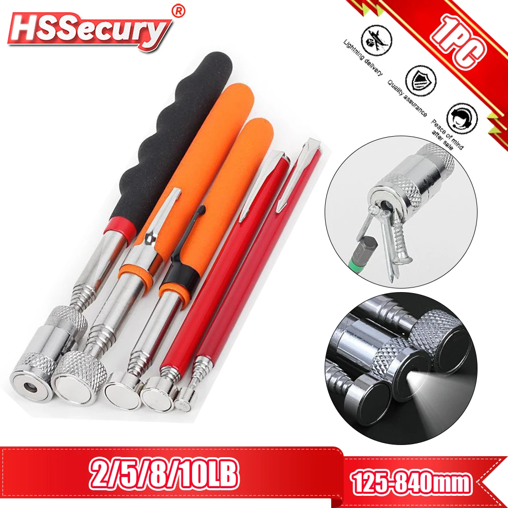 Magnetic Picker Mini Portable Telescopic Magnetic Magnet Pen with Light for Picking Up Nut Bolt Extendable Pickup Rod Stick