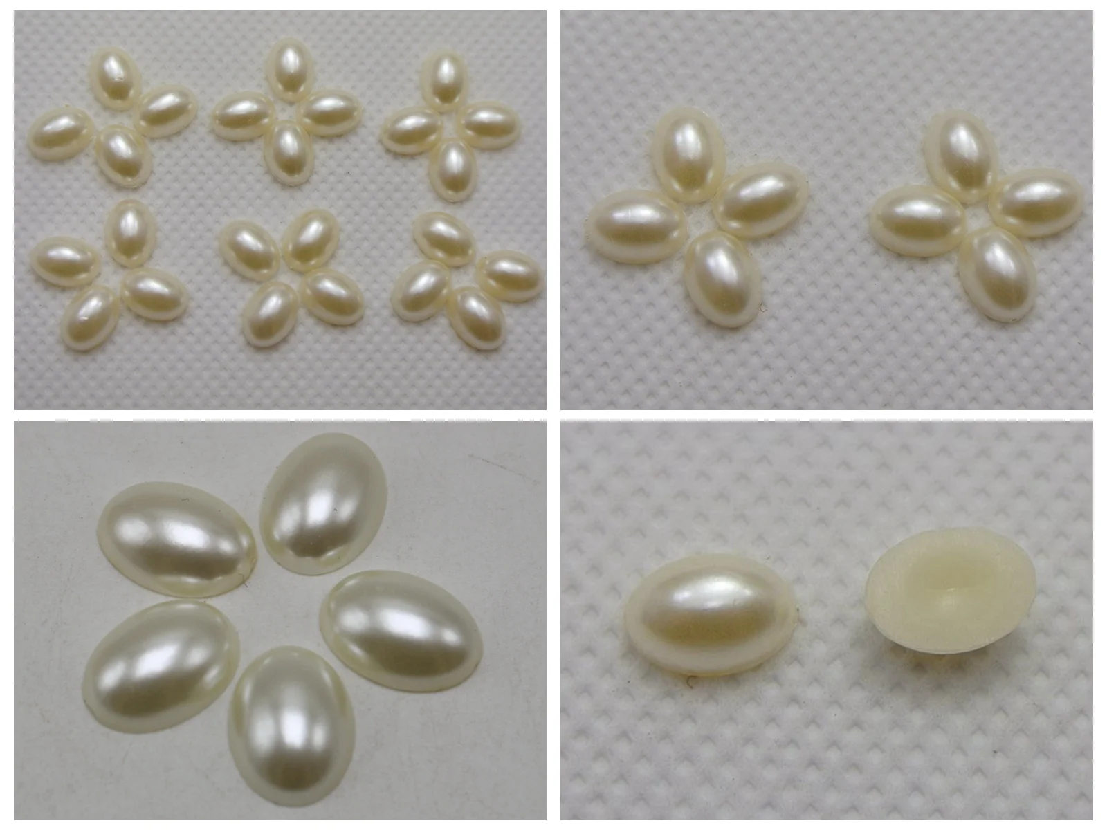 Craft DIY Ivory White  Tiny Rice Oval Half Pearl Bead Flat Back Cabachons Scrapbook