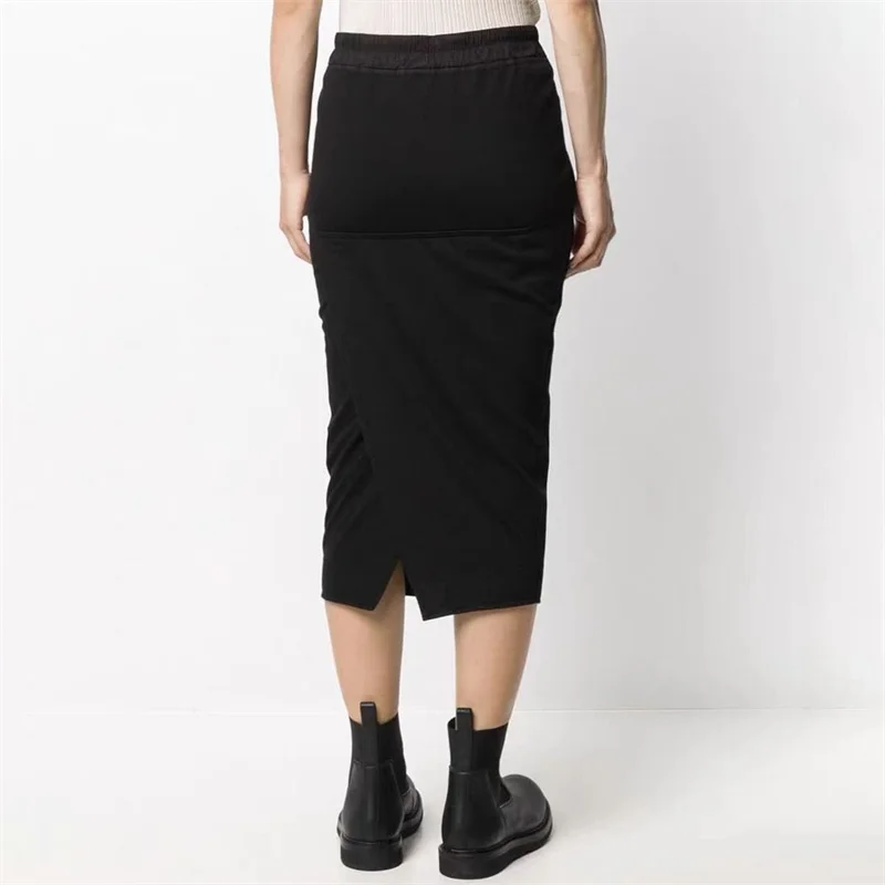 Skirts for women 2024Summer New Drawstring Wrapped Hip Skirt Elastic knitted pure cotton women's half skirt Back slit long skirt