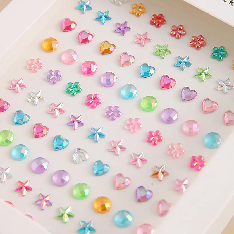 1 Sheet DIY Body Crystal Gems Tattoo Make Up Diamond Eyes Face Festival Adhesive Rhinestone Acrylic Eyeshadow Sticker 3Style New