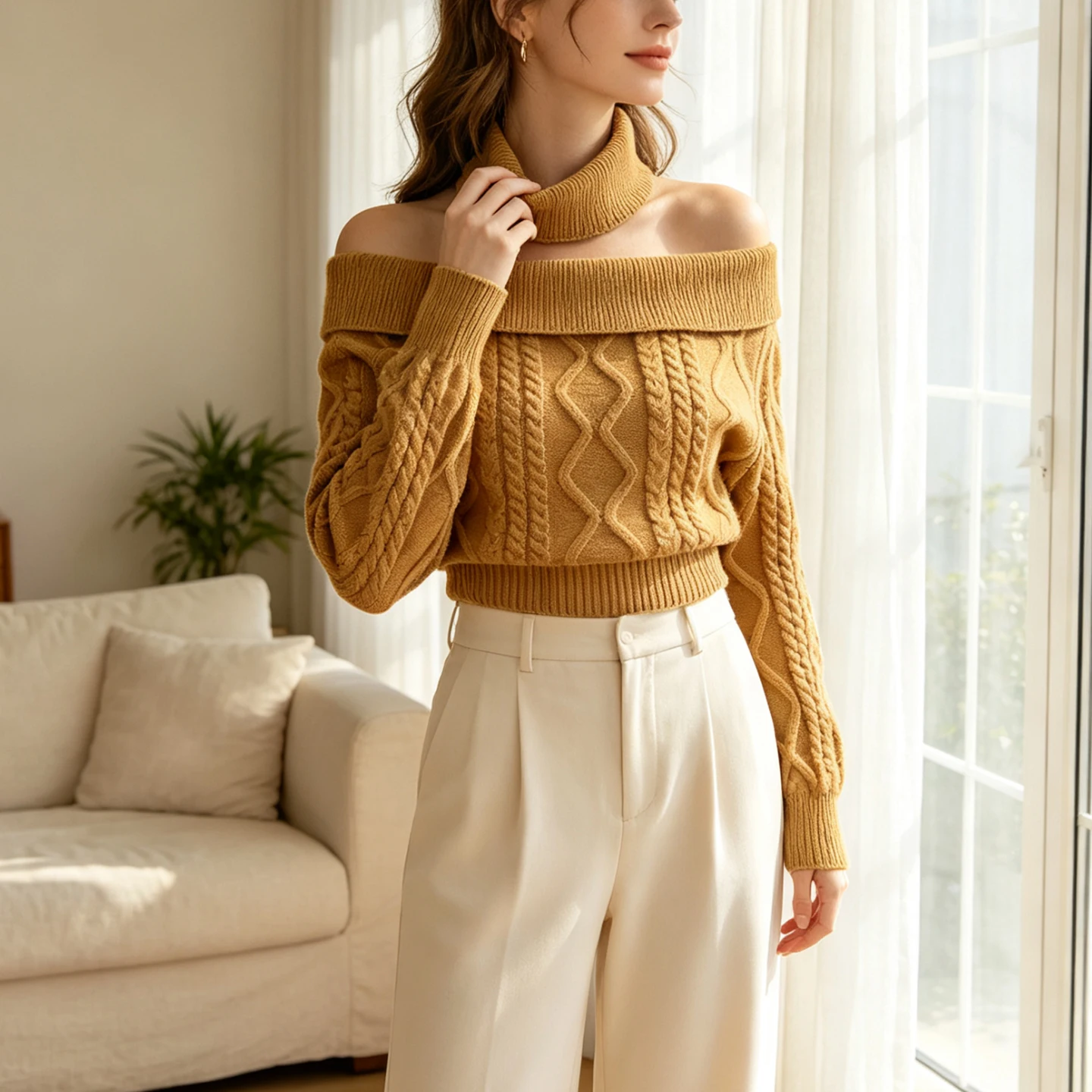 Fashionable Multi-Color Women's Knitted Long Sleeve Crop Top 2026 Autumn Season Casual Style Waist-Cinching Overhead Wear
