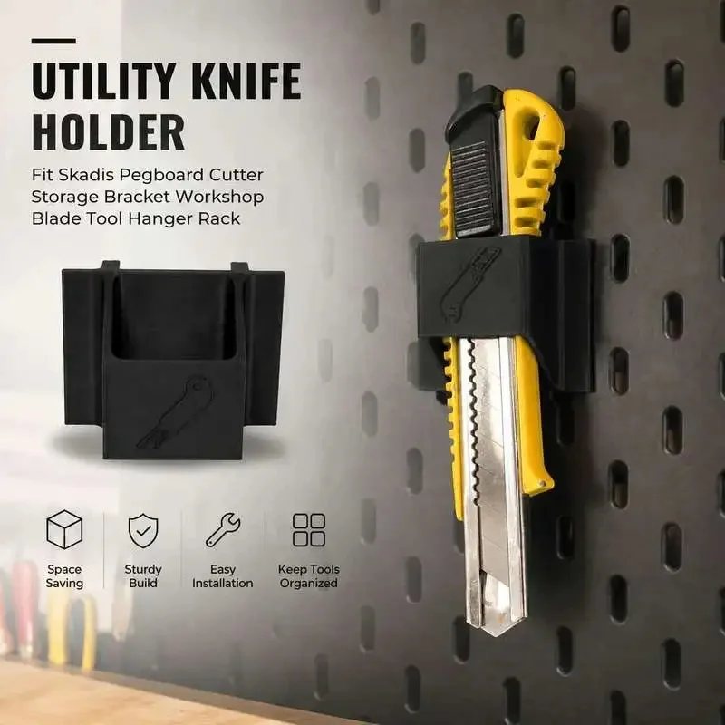 Pegboard Cutter Holder Compatible Skadis Board Utility Knife Workshop Tool Hanging Organizer