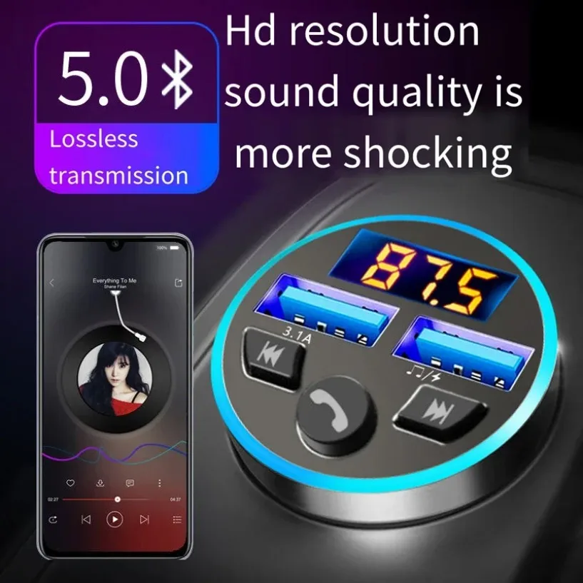 Universal Car FM Bluetooth Transmitter MP3 Player Dual USB Fast Charger Wide Compatibility for Car Stereo Driving Daily Use