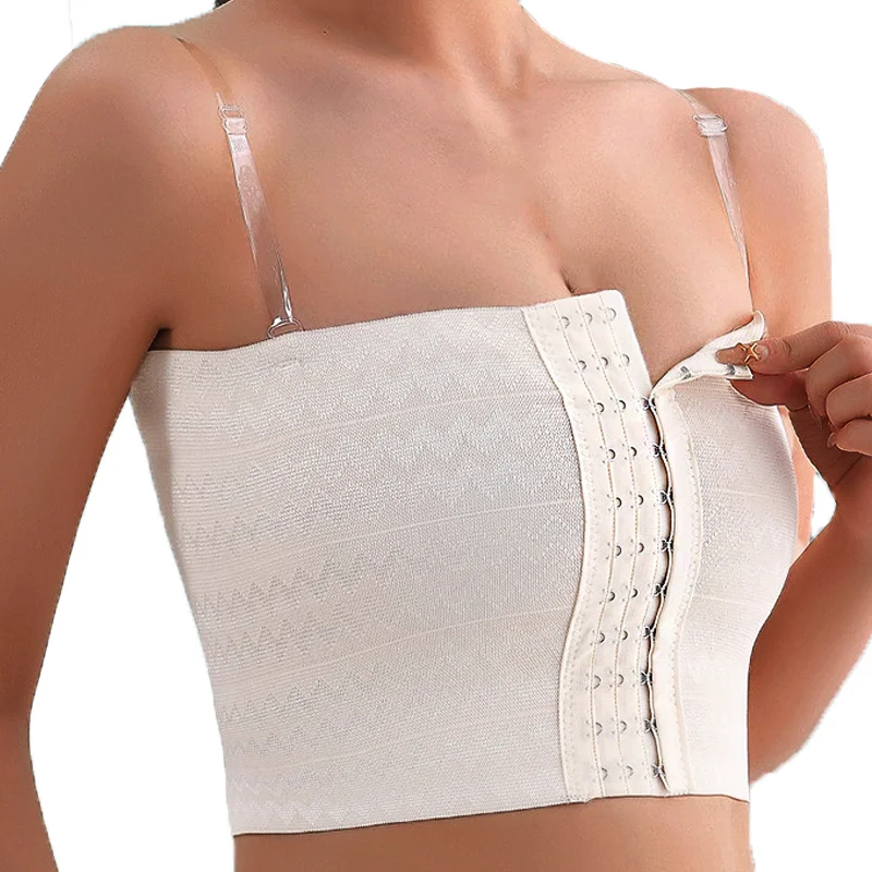 Women Compression Breast Shapewear Bra Intimates Body Shaper Binder Trans With Bra Straps Tops Breathable Short Chest Tank Tops