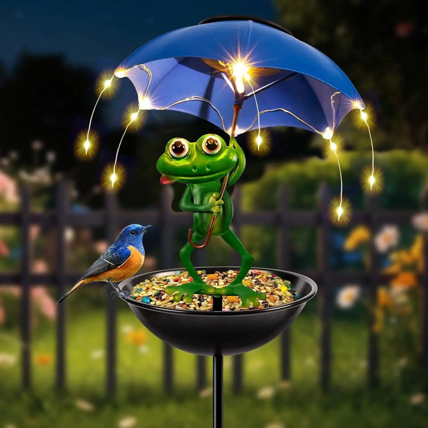 Solar-Powered Bird Feeder Light Weatherproof Feeding Devic Vibrant Solar Stakes Lamp for Outdoor Path Yard Decor Gardening Gift