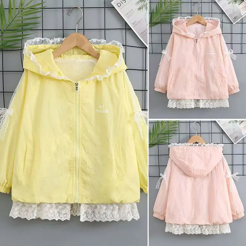New Fashion Summer Sun Protection Jacket For Medium & Big Girls Lightweight Thin Kids Air Conditioning Casual Outerwear