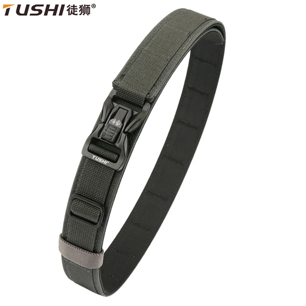 TUSHI Hard Tactical Belt for Men Metal Automatic Buckle IPSC Gun Belt 1100D Nylon Rigid Military Belt Outdoor Sports Girdle Male