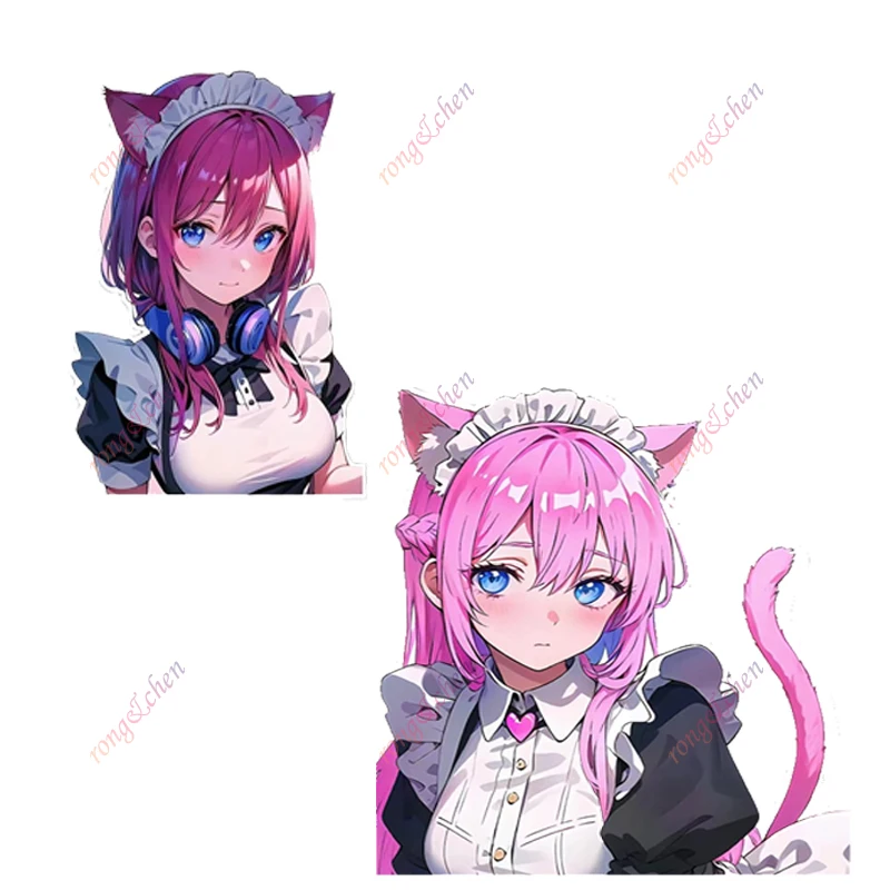 

Мультяшная наклейка на автомобиль, милое платье горничной для автомобиля, мотоциклетный гоночный шлем, ноутбук, багажник, кузов, окно автомобиля, доска для серфинга, водонепроницаемая наклейка из ПВХ