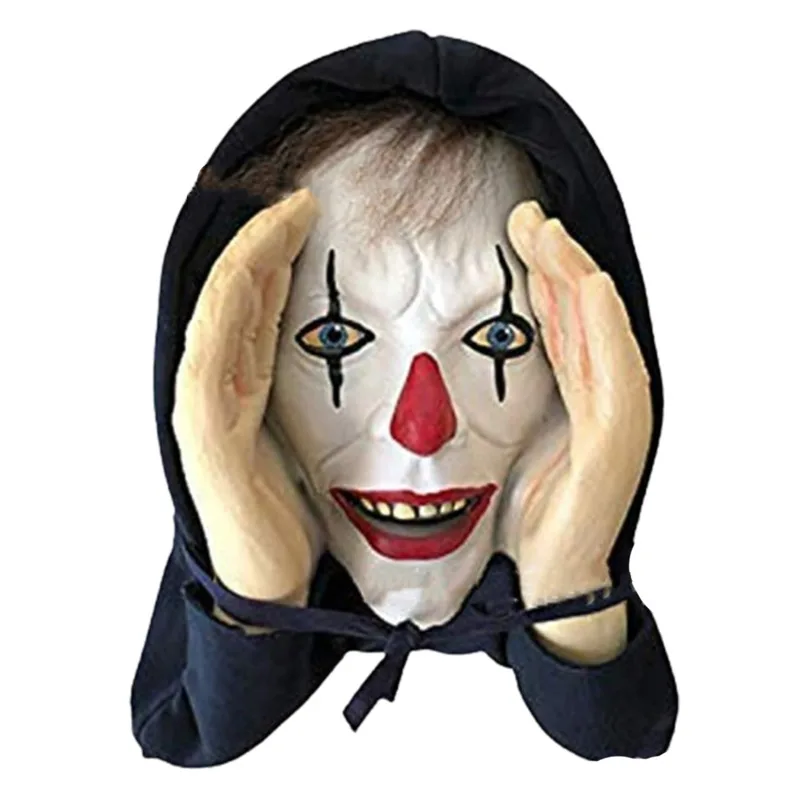 

Creepy Halloween Freak Mask With Hood, Scary Clown Prop For Party Decor, Indoor And Outdoor Window Sticker, PVC Halloween Decor