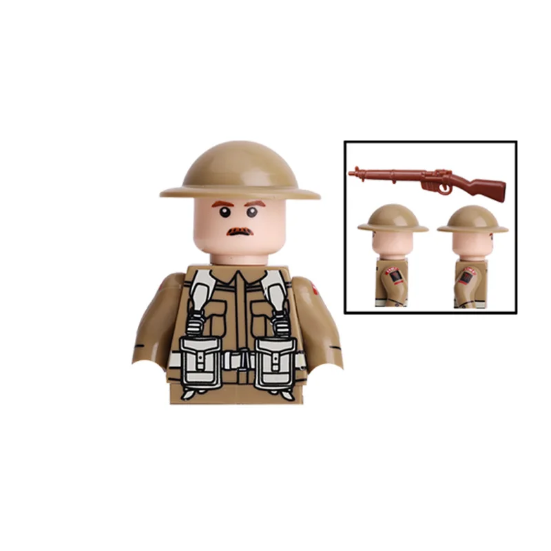 MOC WW2 Military Building Block British City Figure Soldier Army Gun Weapon Newspaper Hat Accessories Toys Boys Gifts