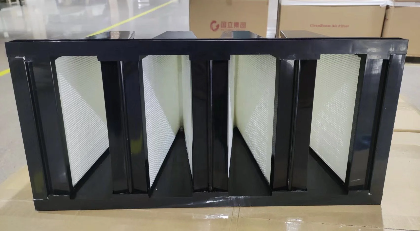 H10-U17 إطار بلاستيكي ABS عالي الكفاءة على شكل حرف V مرشحات هواء HEPA لمصنع الأدوية وشبه الموصلات #4