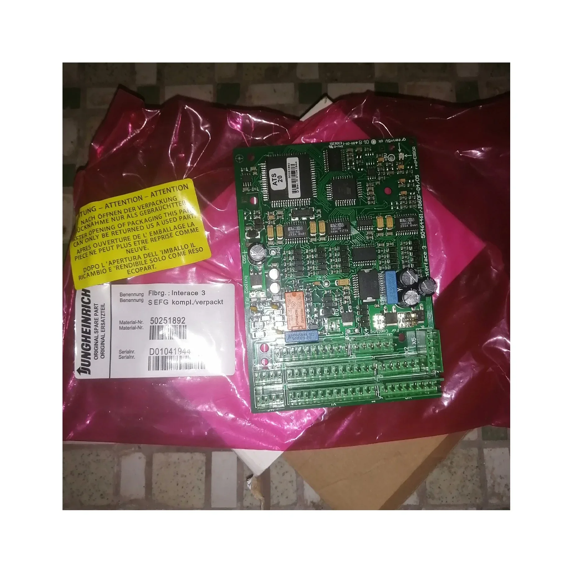 

forklift spare parts 50251892 Circuit board Interface MP1514C for jungheinrich forklift parts