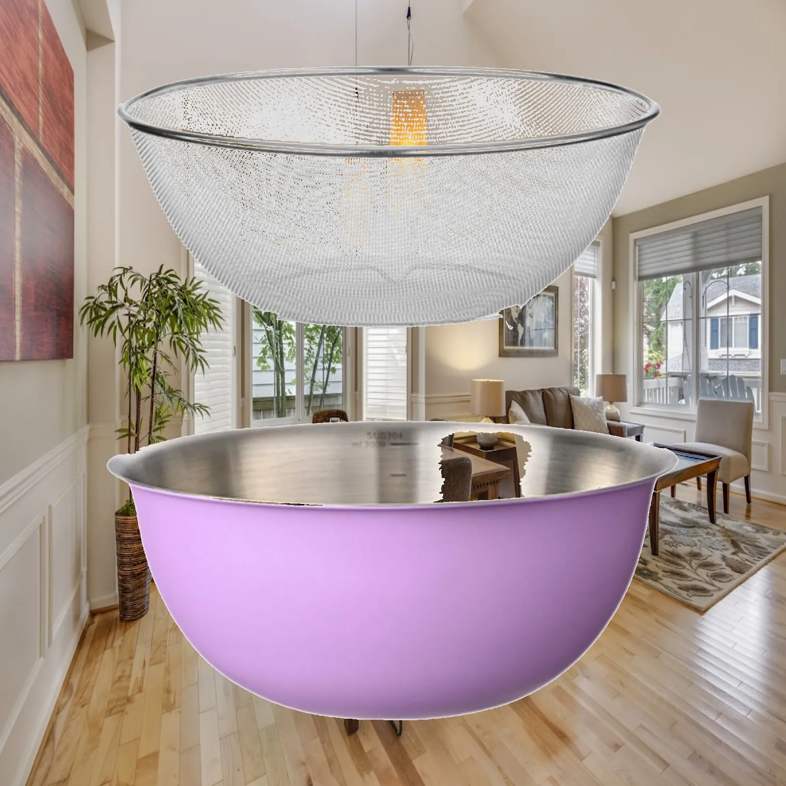 Stainless Steel Microporous Colander Set Kitchen Colander with Basin Rice Washing Bowl for Home Cooking