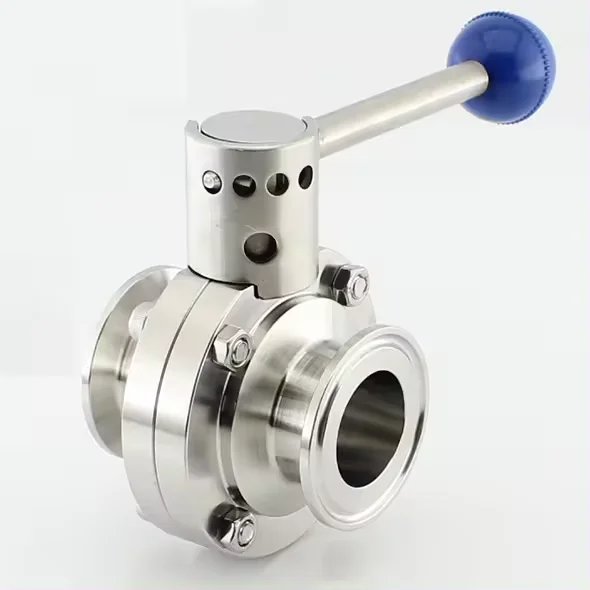 Food Stainless Steel 304 Manual Sanitary  Butterfly Valve 1.5 Inch Tri-clamp grade with Handle