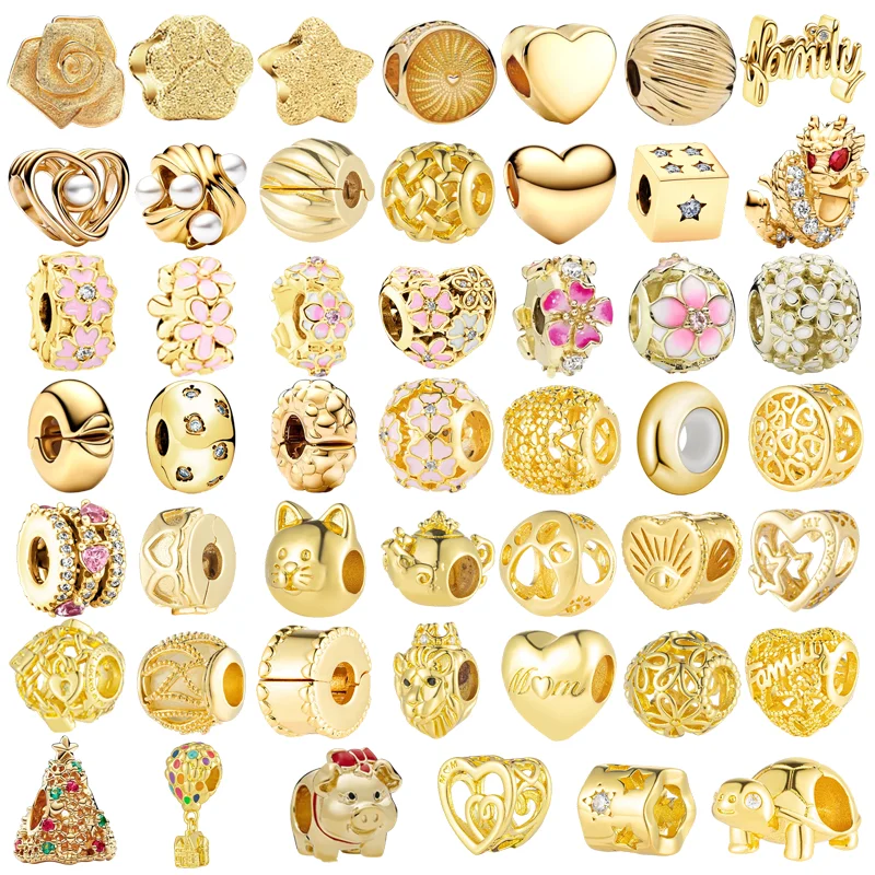 

Лидер продаж, подвесная бусина золотого серии, подходит для ювелирных изделий из стерлингового серебра 925 пробы и изготовления ювелирных изделий своими руками для женщин, изысканный браслет, ювелирный подарок