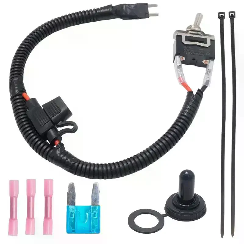 Automotive Toggle Switch Fuse Bypass Kit 35CM with 2 Fuses 10A 15A Mini Blade Fuse for 12V 24V Vehicle Wiring DIY Car Accessory