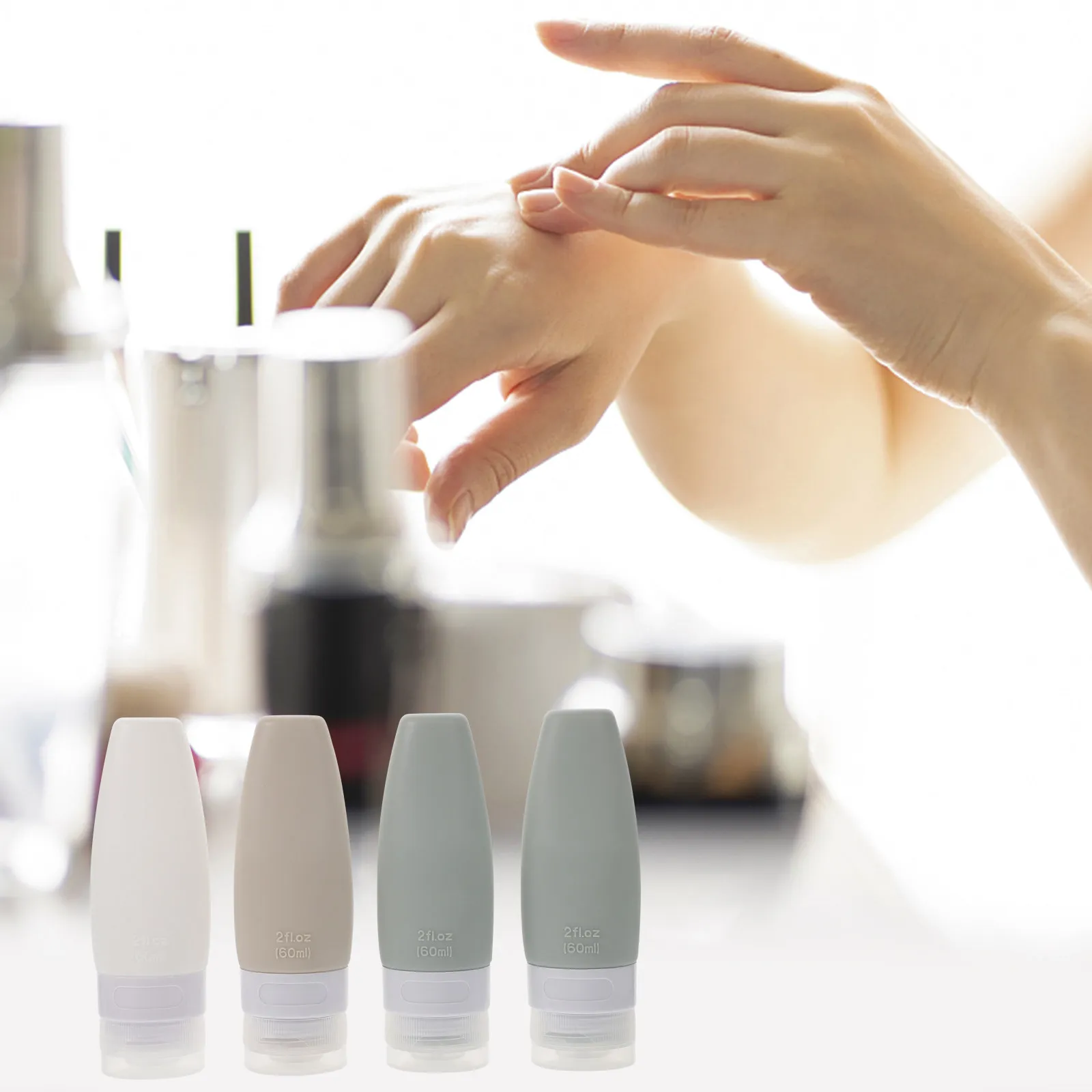 Refillable Travel Bottles Set – 100ml Leak-Proof Silicone Containers for Shampoo, Lotion & Skincare, Compact Carry-On
