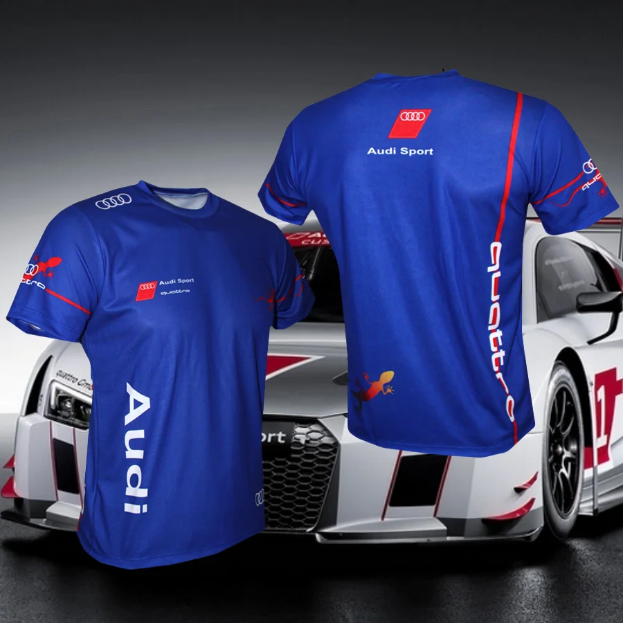 

Популярная футболка с авторизованным принтом Audi для мужчин и женщин, дышащая, быстросохнущая, легкая и повседневная мотоциклетная футболка