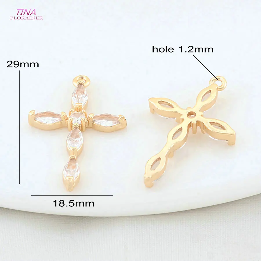 18,5*29MM 18K Gold Farbe Messing mit Zirkon Criss Cross Charms Anhänger Halskette Ohrringe Schmuck Machen zubehör – Detail 2