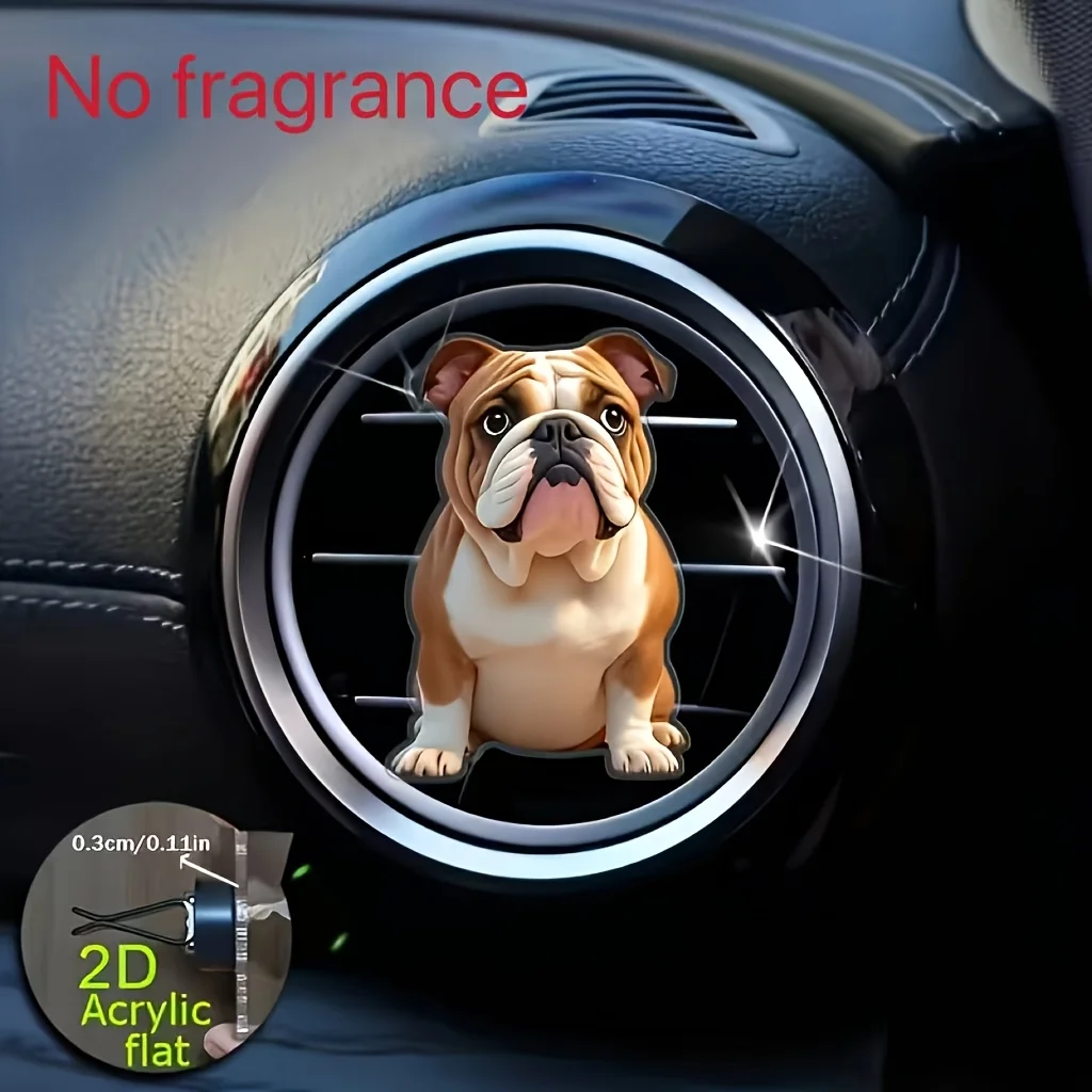 2D Flat 1pc Cute Dog Car Air Vent Accessory - No Scent Pads, Stylish Auto Interior Decoration