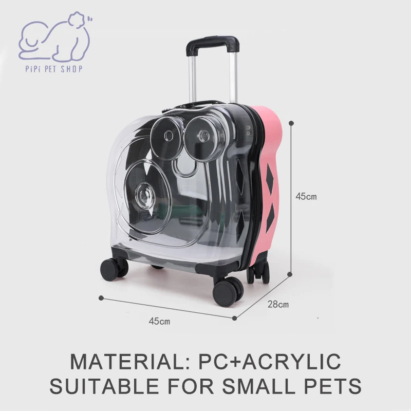 Imagem -02 - Mala de Rolamento para Pequenos Animais Pet Trolley Bolsa Transparente Cat Case Dog Travel Box Suprimentos Acessórios Moda