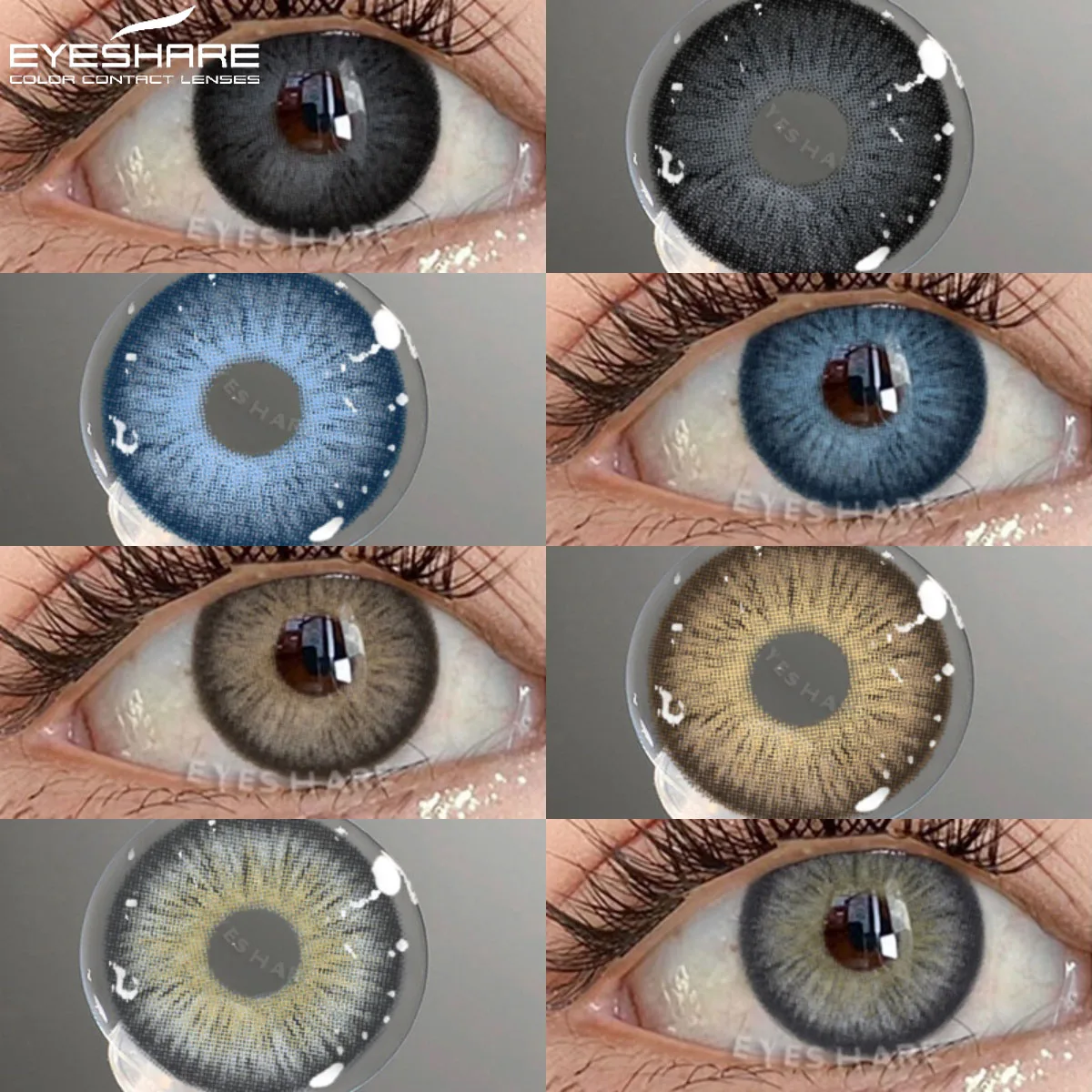 EYESHARE 2 Stück natürliche farbige Linsen für Augen, blaue Linsen, graue Pupillen, braune Linsen, 1 Jahr, Einweg-Kosmetik, grüne Kontakte