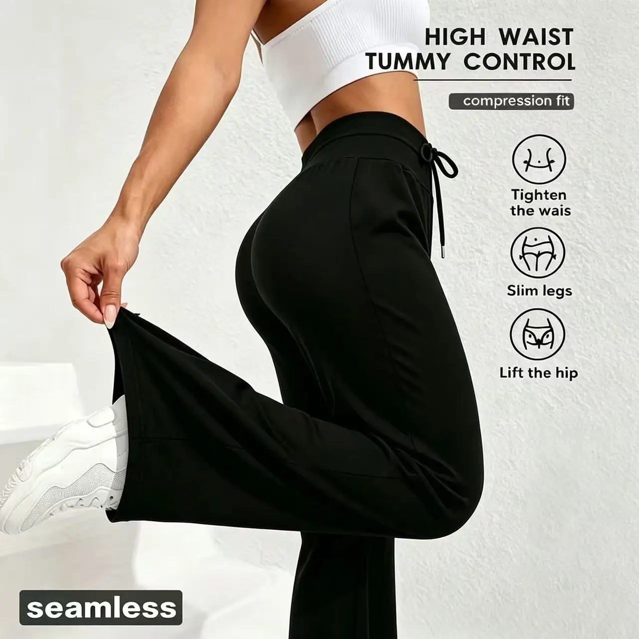 Women's Spring and Summer Soft Drawstring Flared Pants - Elegant Temperament, Adjustable Drawstring Waist, Casual and Slim Fit
